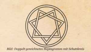 Doppelt gereichnetes Heptagramm mit Schutrkreis